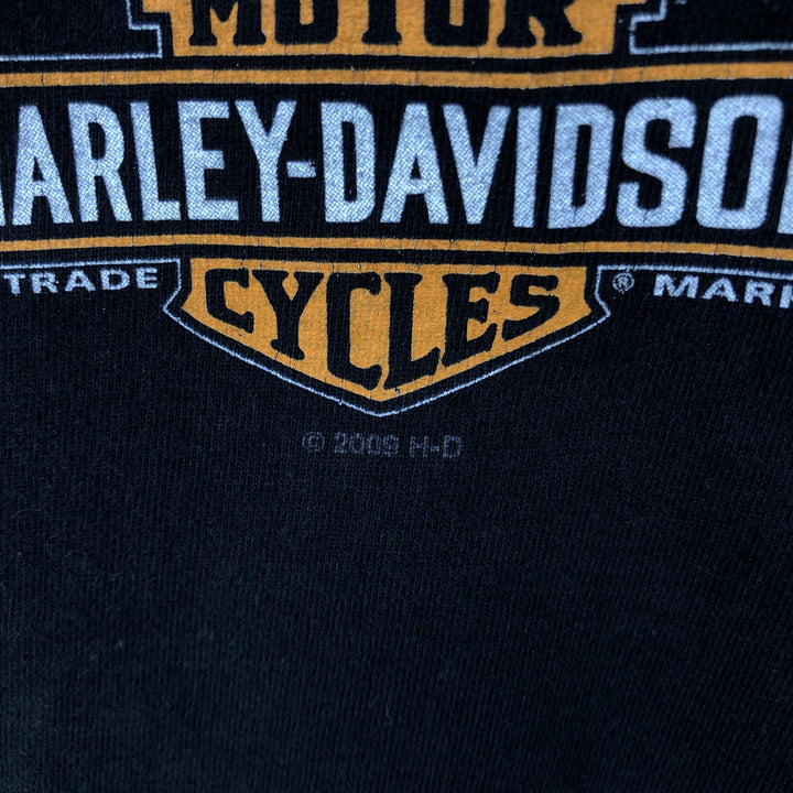 00'S Harley-Davidson Eagle Pattern Motorcycle Bike T-shirt Made in USA Men's XXL cotton black type Vintage Second Hand