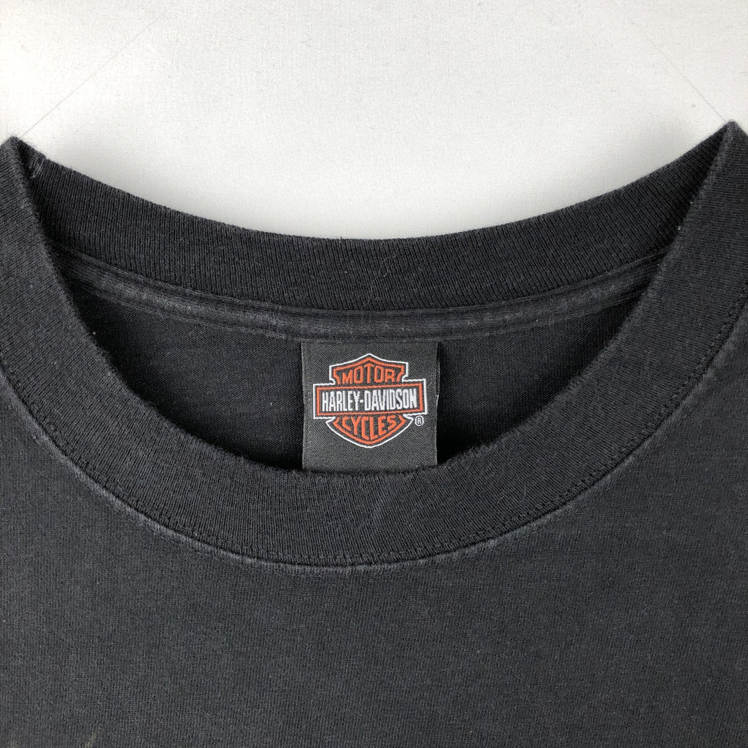00'S Harley-Davidson Eagle Pattern Motorcycle Bike T-shirt Made in USA Men's XXL cotton black type Vintage Second Hand