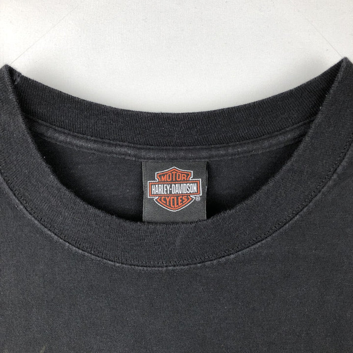 00'S Harley-Davidson Eagle Pattern Motorcycle Bike T-shirt Made in USA Men's XXL cotton black type Vintage Second Hand