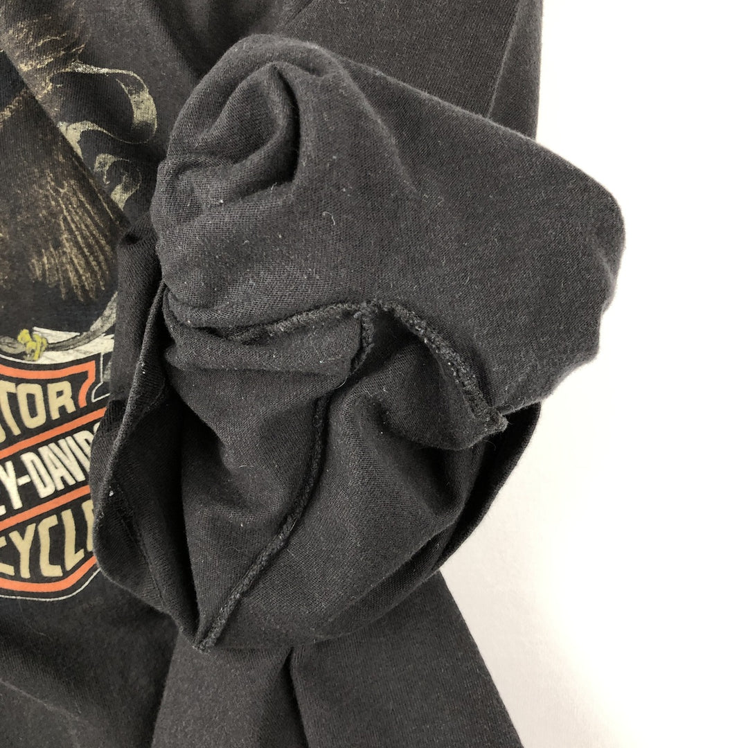 00'S Harley-Davidson Eagle Pattern Motorcycle Bike T-shirt Made in USA Men's XXL cotton black type Vintage Second Hand