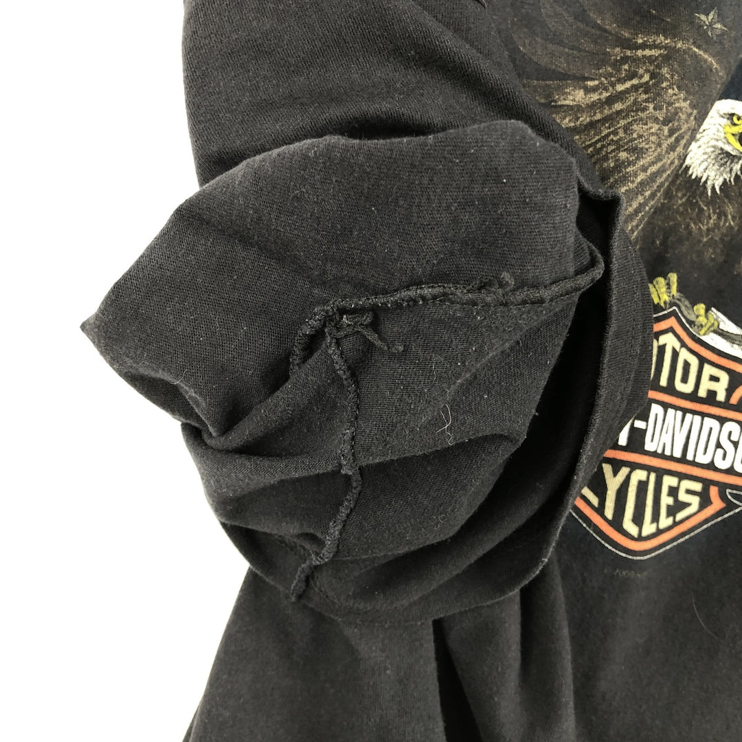 00'S Harley-Davidson Eagle Pattern Motorcycle Bike T-shirt Made in USA Men's XXL cotton black type Vintage Second Hand