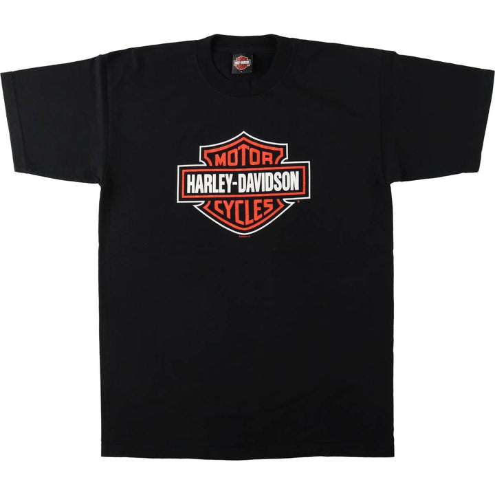 00'S Harley-Davidson Motorcycle Bike T-shirt Made in USA Men's L size cotton black type Vintage Second Hand