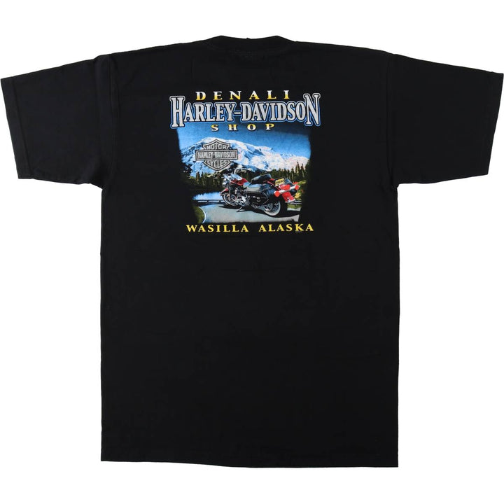 00'S Harley-Davidson Motorcycle Bike T-shirt Made in USA Men's L size cotton black type Vintage Second Hand