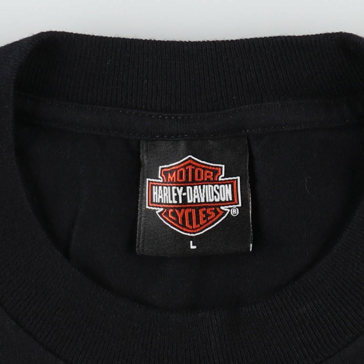 00'S Harley-Davidson Motorcycle Bike T-shirt Made in USA Men's L size cotton black type Vintage Second Hand