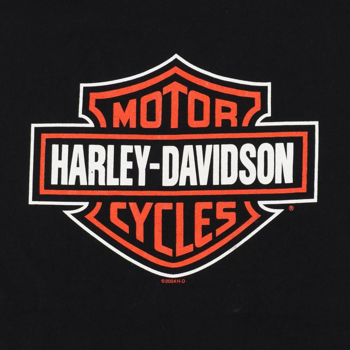 00'S Harley-Davidson Motorcycle Bike T-shirt Made in USA Men's L size cotton black type Vintage Second Hand