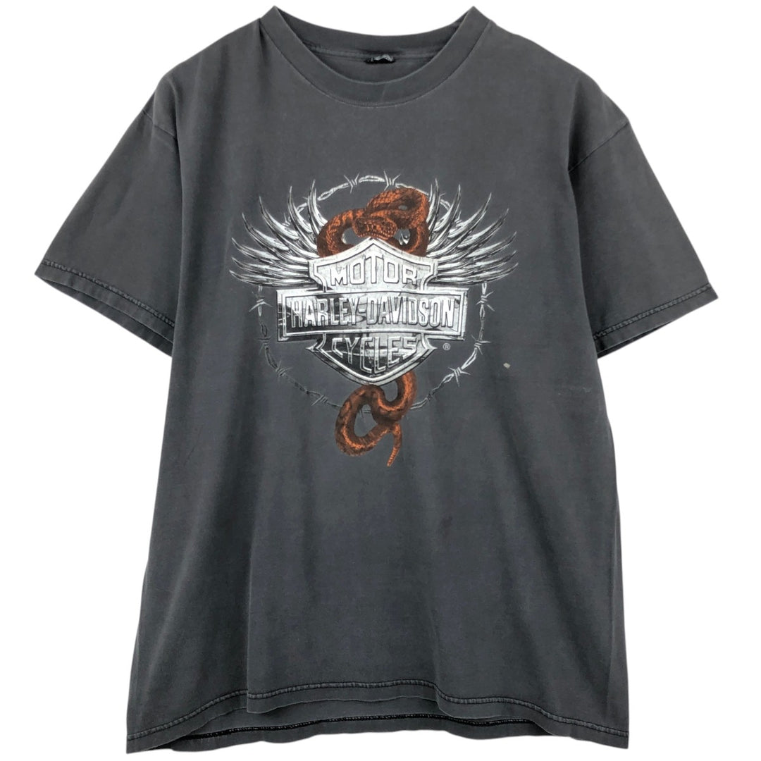 2000'S Harley-Davidson Snake Pattern Python Motorcycle T-Shirt, Men's Size XL (approx.) unclear Charcoal Vintage Second Hand