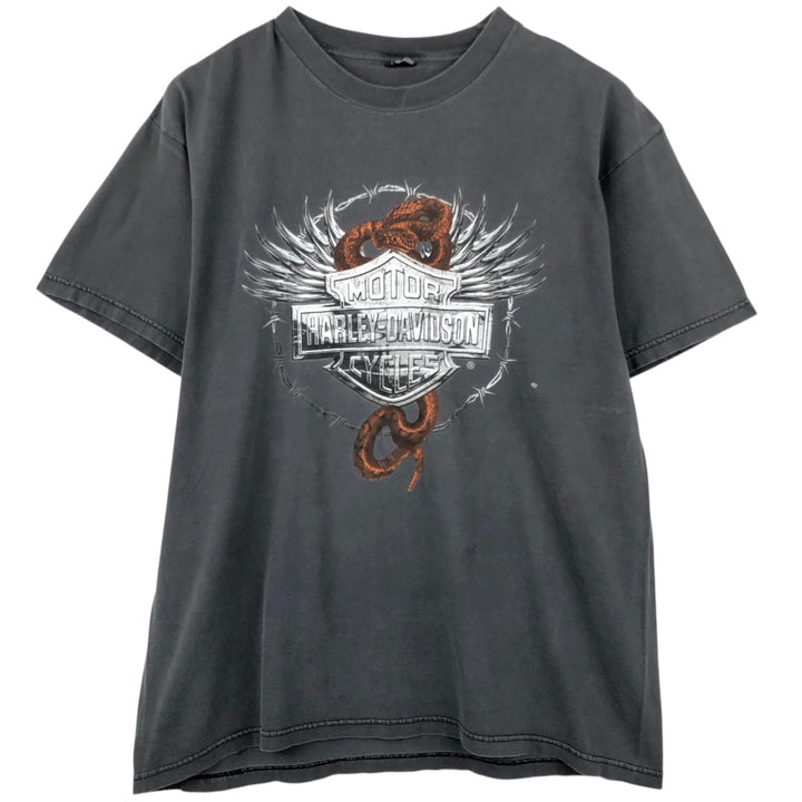 2000'S Harley-Davidson Snake Pattern Python Motorcycle T-Shirt, Men's Size XL (approx.) unclear Charcoal Vintage Second Hand