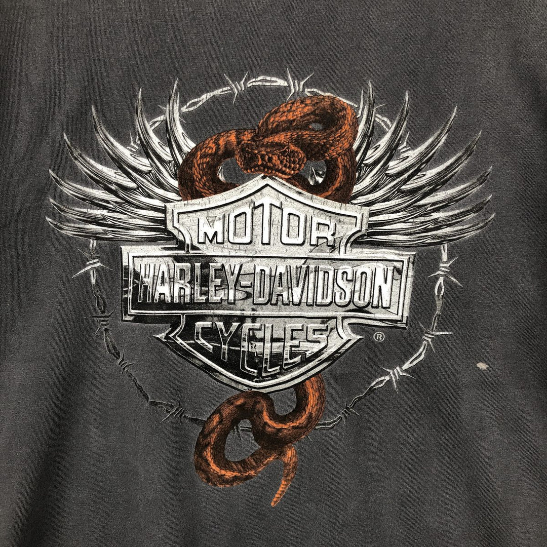 2000'S Harley-Davidson Snake Pattern Python Motorcycle T-Shirt, Men's Size XL (approx.) unclear Charcoal Vintage Second Hand