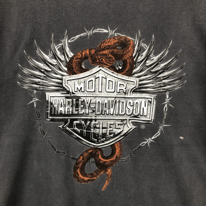 2000'S Harley-Davidson Snake Pattern Python Motorcycle T-Shirt, Men's Size XL (approx.) unclear Charcoal Vintage Second Hand