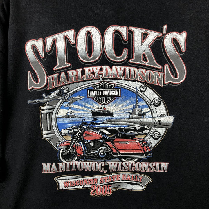 00'S Harley-Davidson Motorcycle Bike T-shirt Made in USA Men's XL cotton black type Vintage Second Hand
