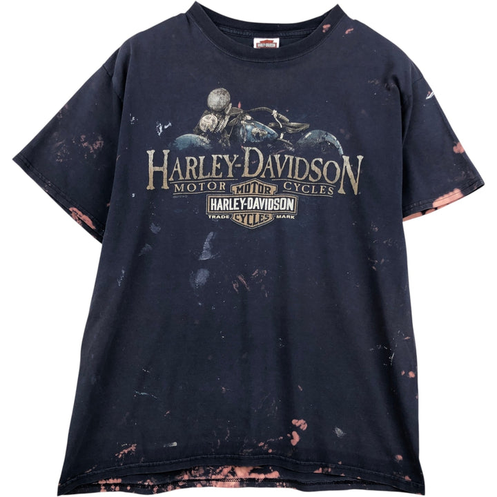 2000'S Harley-Davidson Paint Tie-Dye Pattern Motorcycle T-Shirt, Men's Size L (approx.) cotton navy blue type Vintage Second Hand