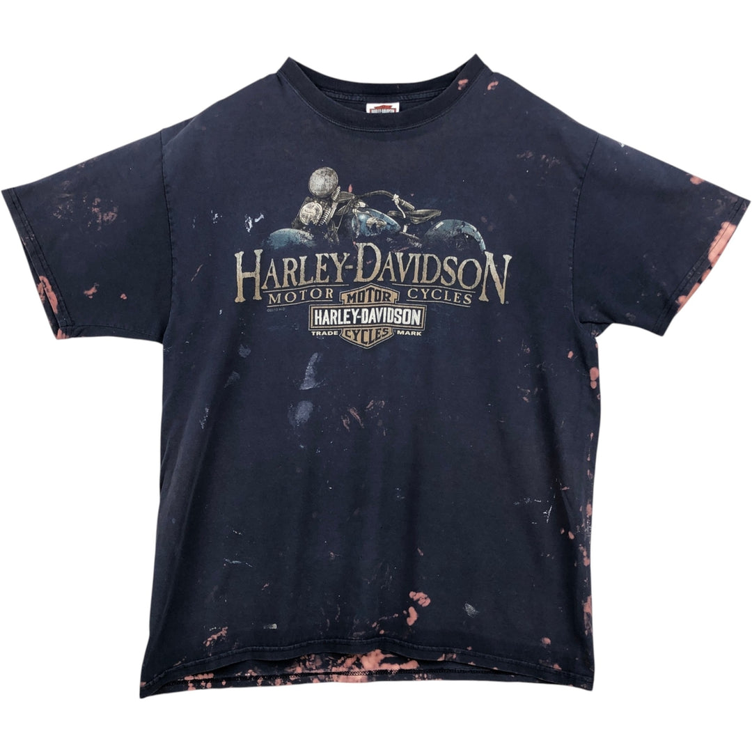 2000'S Harley-Davidson Paint Tie-Dye Pattern Motorcycle T-Shirt, Men's Size L (approx.) cotton navy blue type Vintage Second Hand