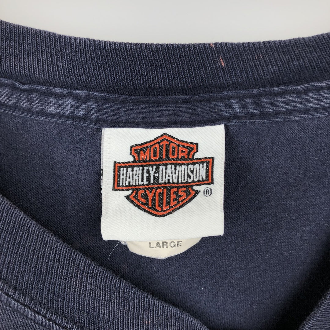 2000'S Harley-Davidson Paint Tie-Dye Pattern Motorcycle T-Shirt, Men's Size L (approx.) cotton navy blue type Vintage Second Hand