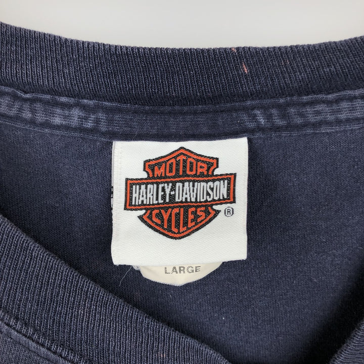 2000'S Harley-Davidson Paint Tie-Dye Pattern Motorcycle T-Shirt, Men's Size L (approx.) cotton navy blue type Vintage Second Hand