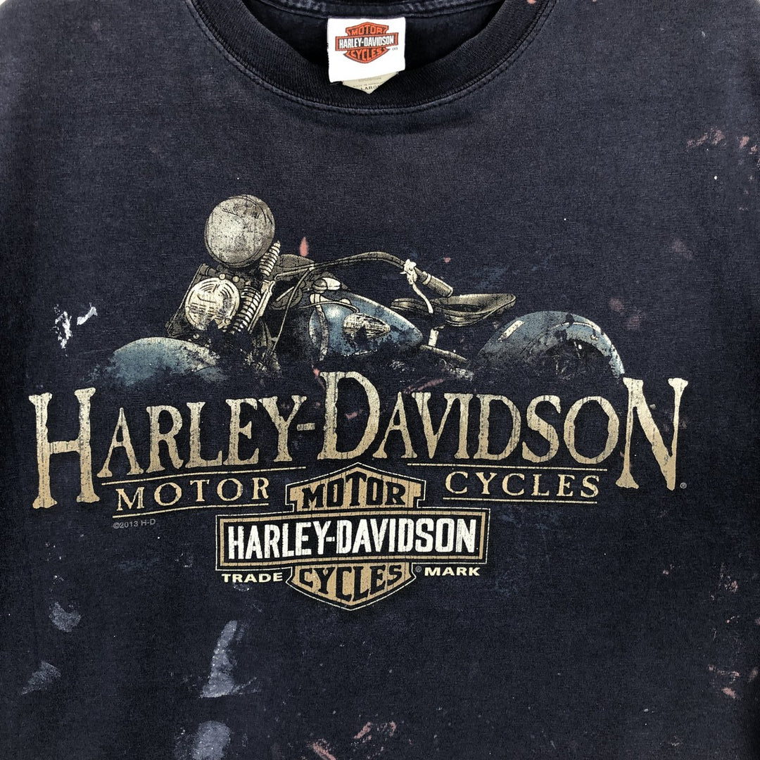 2000'S Harley-Davidson Paint Tie-Dye Pattern Motorcycle T-Shirt, Men's Size L (approx.) cotton navy blue type Vintage Second Hand