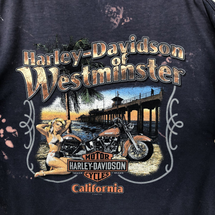 2000'S Harley-Davidson Paint Tie-Dye Pattern Motorcycle T-Shirt, Men's Size L (approx.) cotton navy blue type Vintage Second Hand