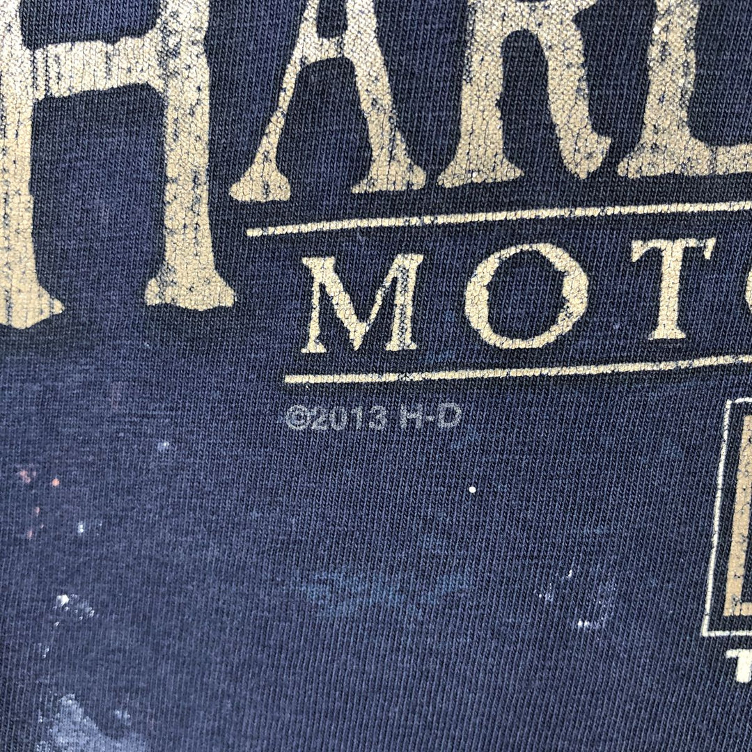 2000'S Harley-Davidson Paint Tie-Dye Pattern Motorcycle T-Shirt, Men's Size L (approx.) cotton navy blue type Vintage Second Hand