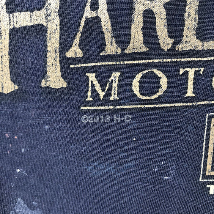 2000'S Harley-Davidson Paint Tie-Dye Pattern Motorcycle T-Shirt, Men's Size L (approx.) cotton navy blue type Vintage Second Hand