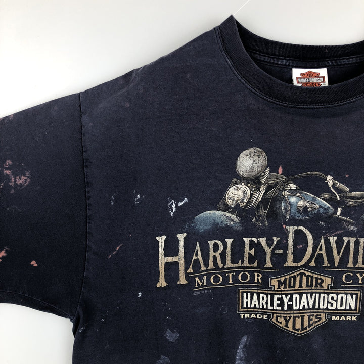 2000'S Harley-Davidson Paint Tie-Dye Pattern Motorcycle T-Shirt, Men's Size L (approx.) cotton navy blue type Vintage Second Hand