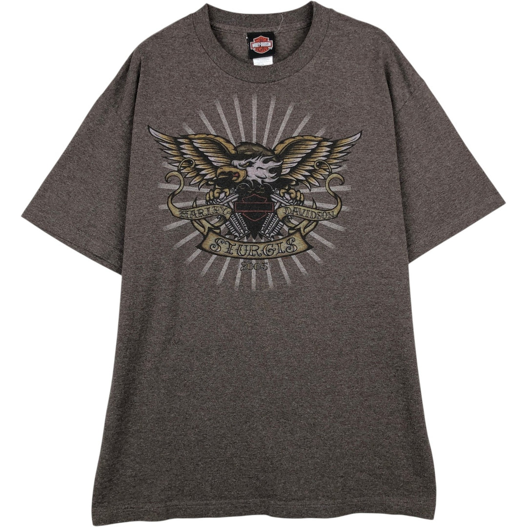 Harley-Davidson Eagle Pattern Motorcycle Bike T-shirt Men's L size unclear Charcoal Vintage Second Hand