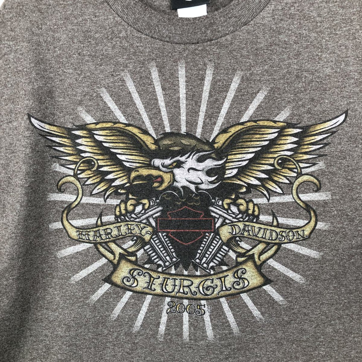 Harley-Davidson Eagle Pattern Motorcycle Bike T-shirt Men's L size unclear Charcoal Vintage Second Hand