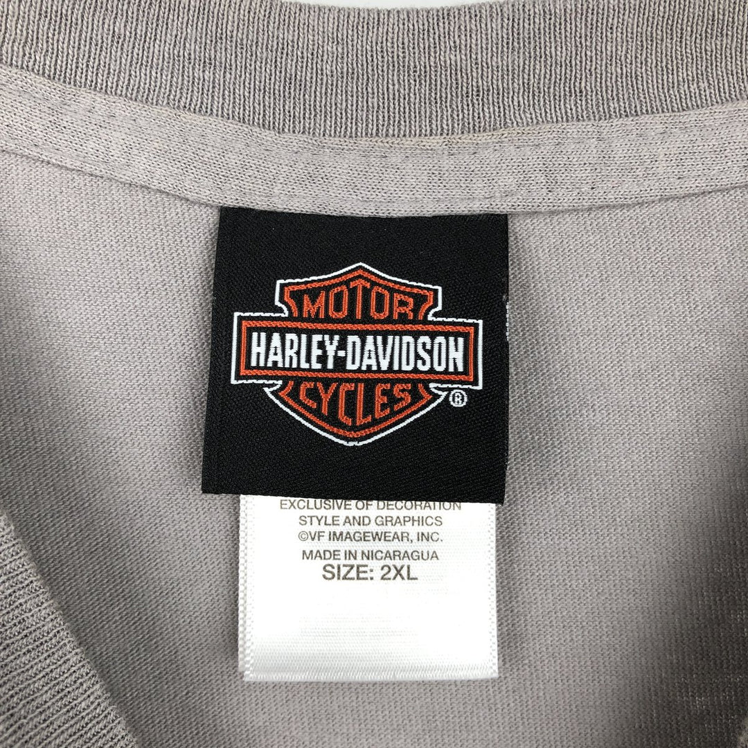 Harley Davidson Pin-up Girl Skull Pattern Motorcycle Bike T-shirt Men's XXL cotton gray type Vintage Second Hand
