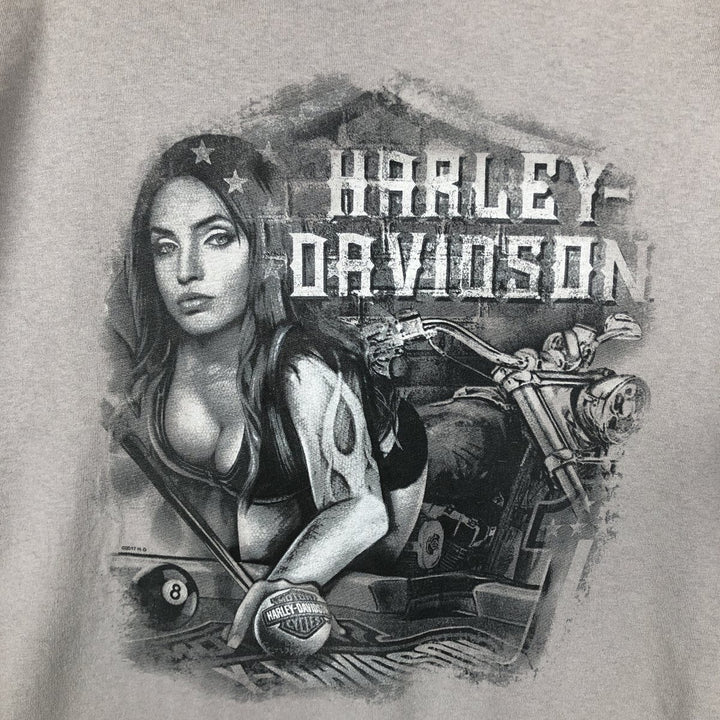 Harley Davidson Pin-up Girl Skull Pattern Motorcycle Bike T-shirt Men's XXL cotton gray type Vintage Second Hand