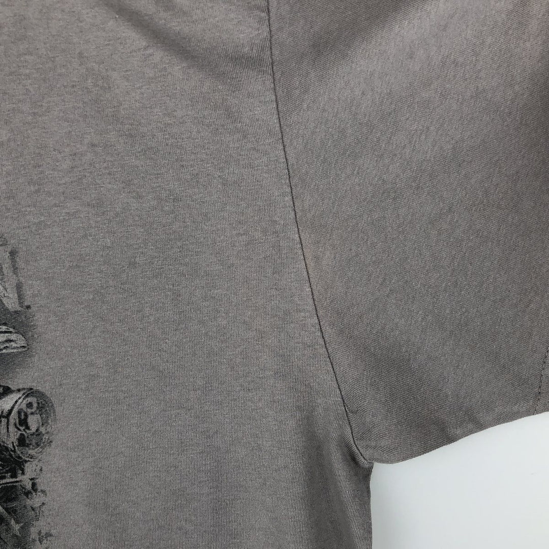 Harley Davidson Pin-up Girl Skull Pattern Motorcycle Bike T-shirt Men's XXL cotton gray type Vintage Second Hand