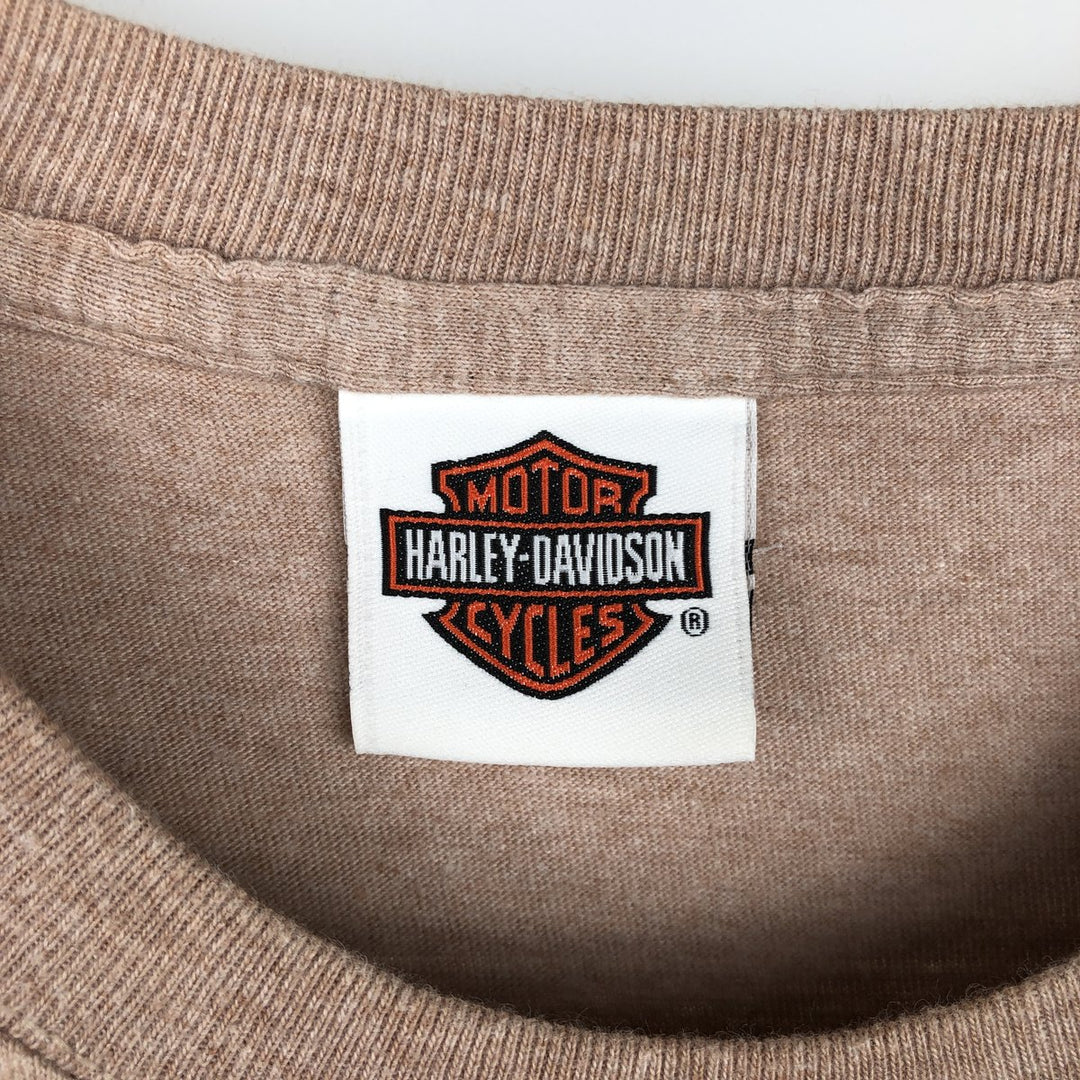 00'S Harley-Davidson Eagle Pattern Motorcycle Bike T-shirt Men's XL unclear beige type brown Vintage Second Hand