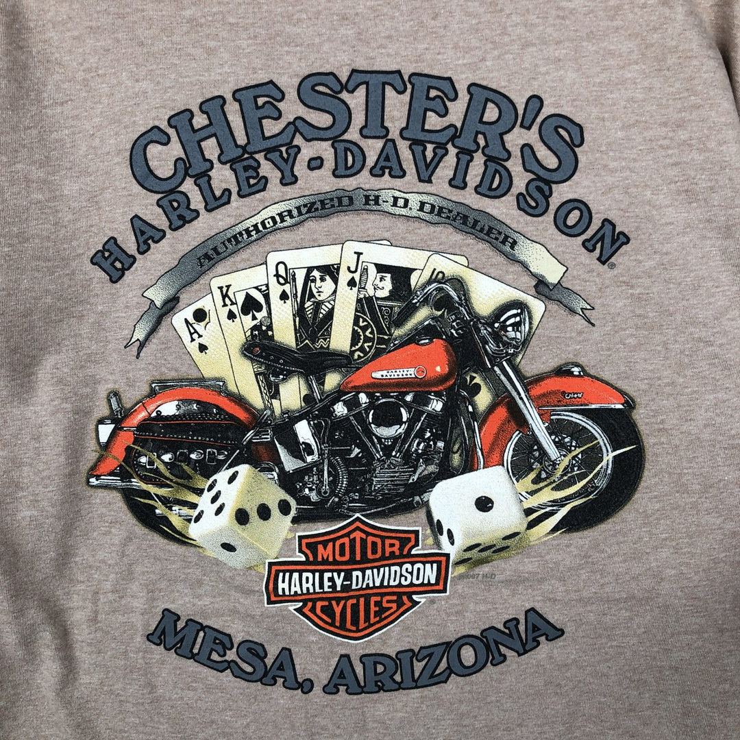 00'S Harley-Davidson Eagle Pattern Motorcycle Bike T-shirt Men's XL unclear beige type brown Vintage Second Hand