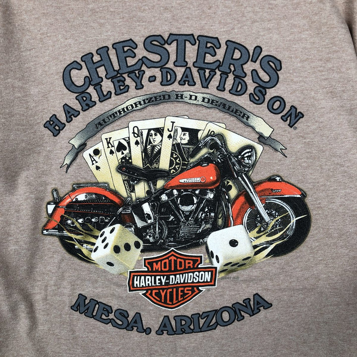00'S Harley-Davidson Eagle Pattern Motorcycle Bike T-shirt Men's XL unclear beige type brown Vintage Second Hand
