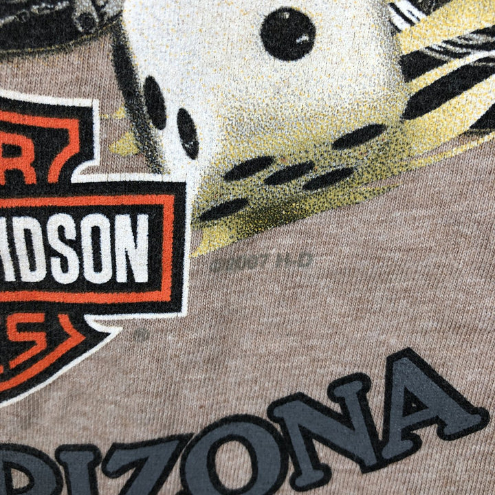 00'S Harley-Davidson Eagle Pattern Motorcycle Bike T-shirt Men's XL unclear beige type brown Vintage Second Hand