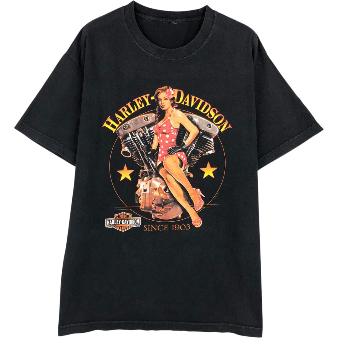 Harley-Davidson Pin-up Girl Motorcycle Bike T-shirt, Men's XL unclear black type Vintage Second Hand