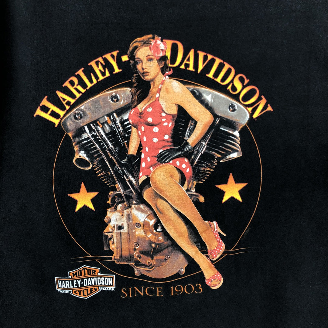 Harley-Davidson Pin-up Girl Motorcycle Bike T-shirt, Men's XL unclear black type Vintage Second Hand
