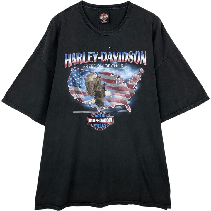 Harley-Davidson Eagle Pattern/Stars and Stripes Motorcycle T-Shirt, Men's Size XXXL (approx.) cotton black type Vintage Second Hand