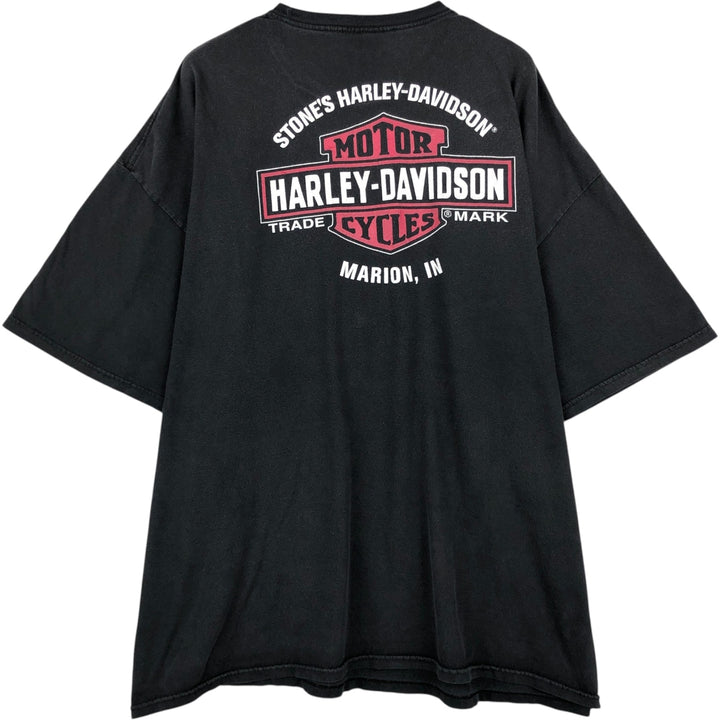 Harley-Davidson Eagle Pattern/Stars and Stripes Motorcycle T-Shirt, Men's Size XXXL (approx.) cotton black type Vintage Second Hand