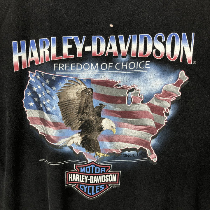 Harley-Davidson Eagle Pattern/Stars and Stripes Motorcycle T-Shirt, Men's Size XXXL (approx.) cotton black type Vintage Second Hand
