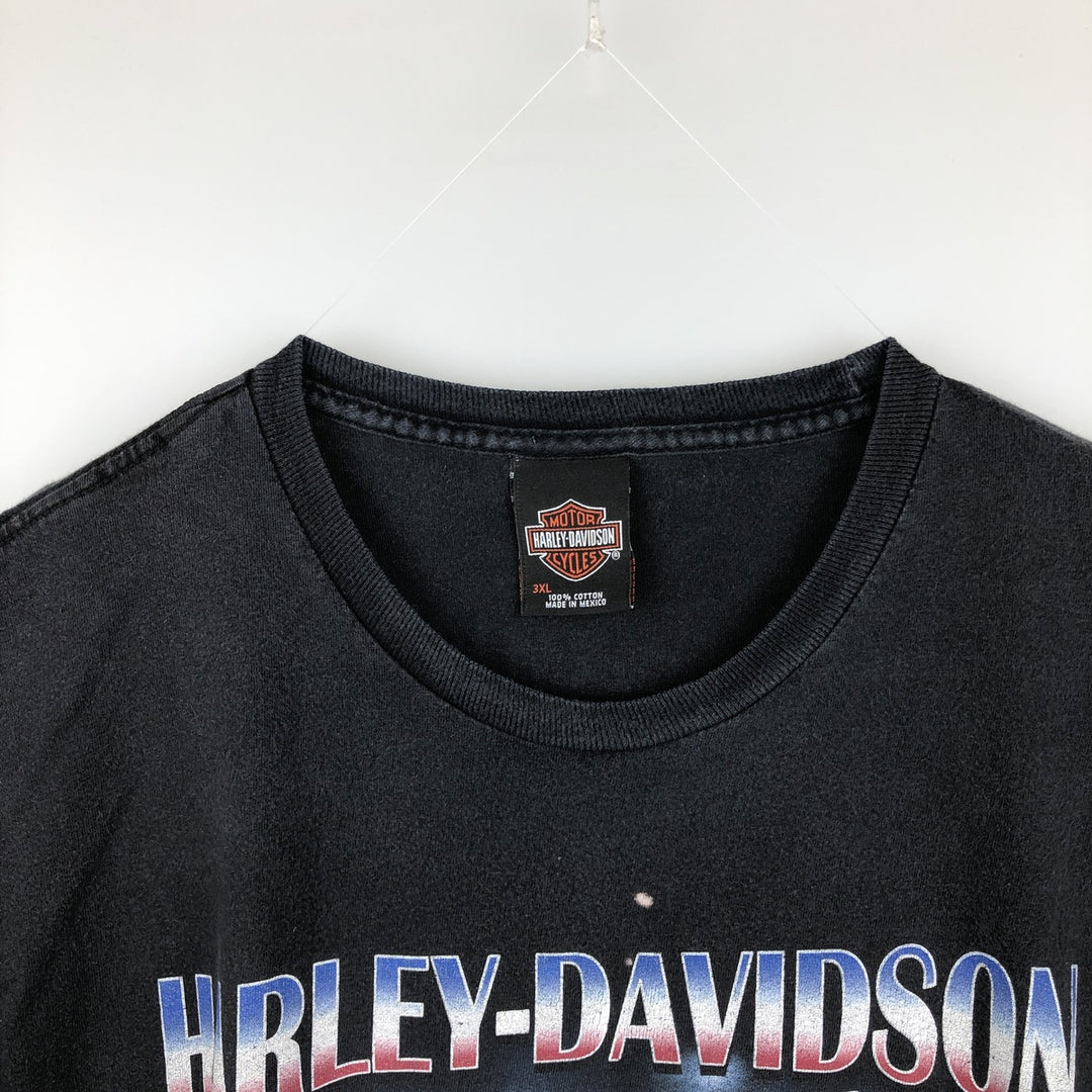 Harley-Davidson Eagle Pattern/Stars and Stripes Motorcycle T-Shirt, Men's Size XXXL (approx.) cotton black type Vintage Second Hand