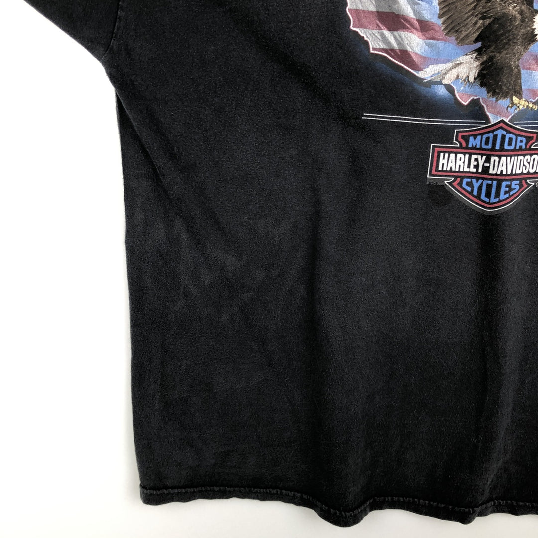 Harley-Davidson Eagle Pattern/Stars and Stripes Motorcycle T-Shirt, Men's Size XXXL (approx.) cotton black type Vintage Second Hand