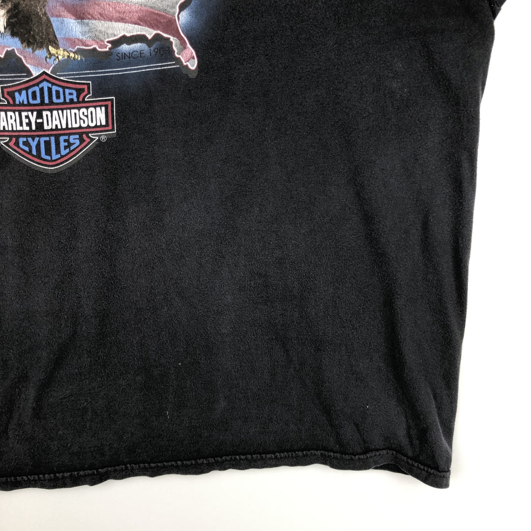Harley-Davidson Eagle Pattern/Stars and Stripes Motorcycle T-Shirt, Men's Size XXXL (approx.) cotton black type Vintage Second Hand