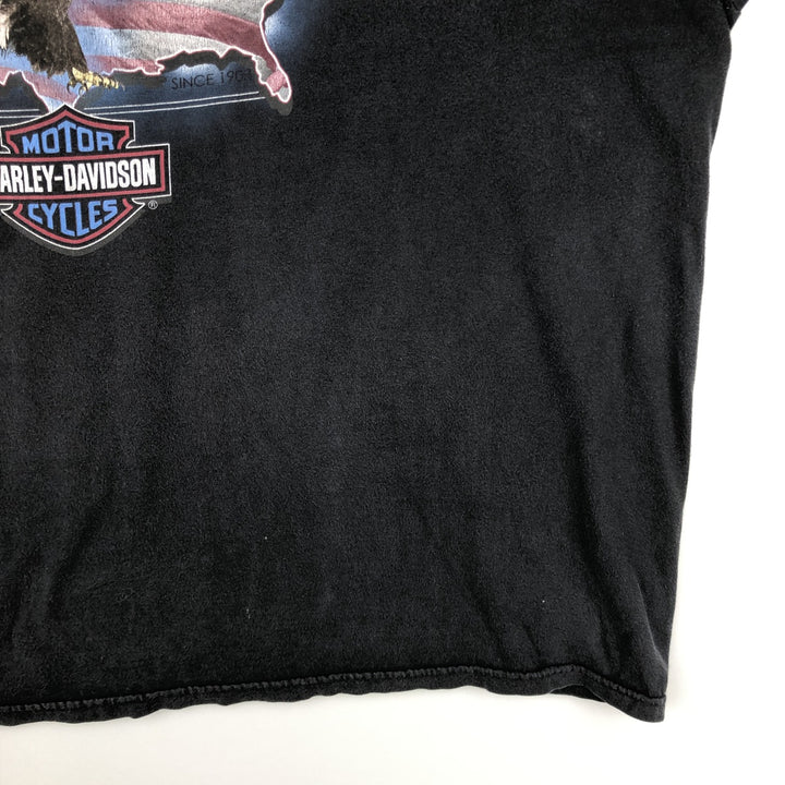 Harley-Davidson Eagle Pattern/Stars and Stripes Motorcycle T-Shirt, Men's Size XXXL (approx.) cotton black type Vintage Second Hand