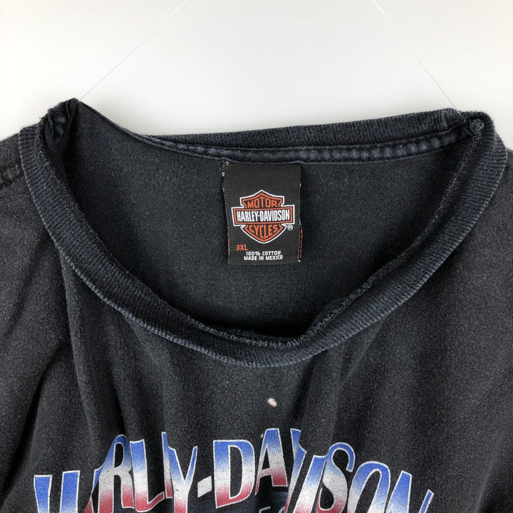 Harley-Davidson Eagle Pattern/Stars and Stripes Motorcycle T-Shirt, Men's Size XXXL (approx.) cotton black type Vintage Second Hand