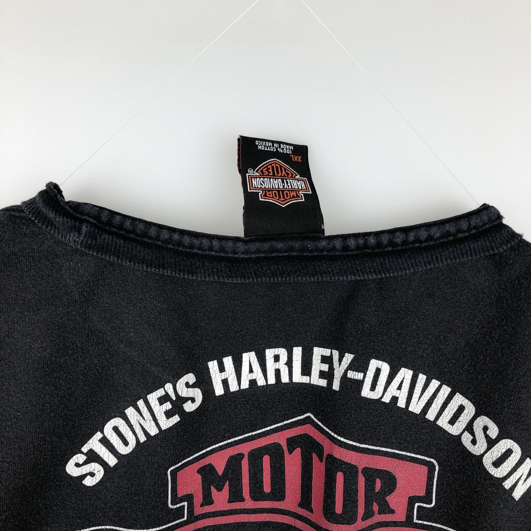 Harley-Davidson Eagle Pattern/Stars and Stripes Motorcycle T-Shirt, Men's Size XXXL (approx.) cotton black type Vintage Second Hand