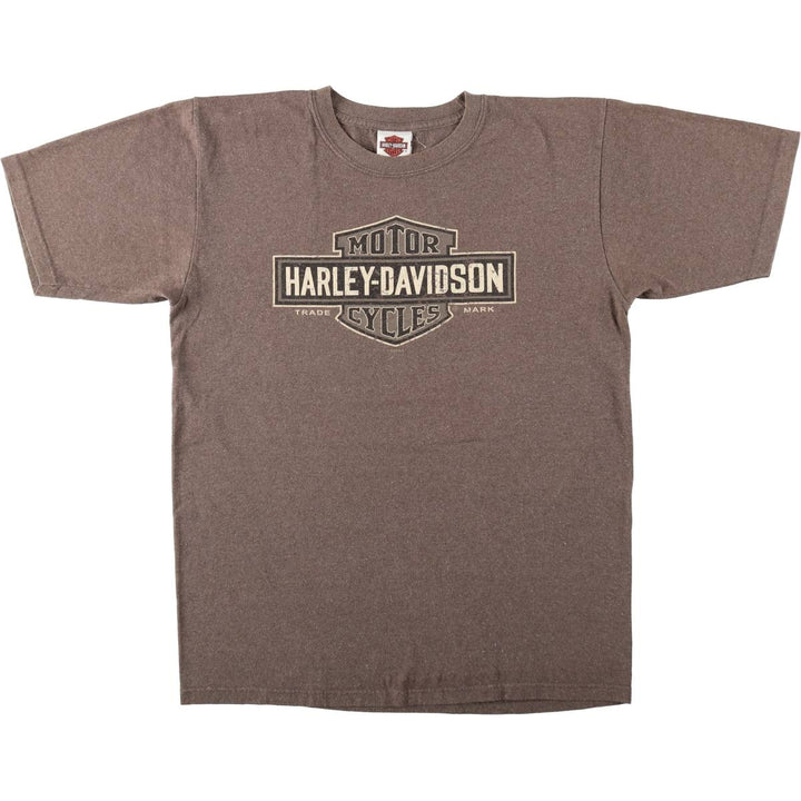 00'S Harley-Davidson Motorcycle Bike T-shirt Made in USA Men's L size cotton brown type Vintage Second Hand