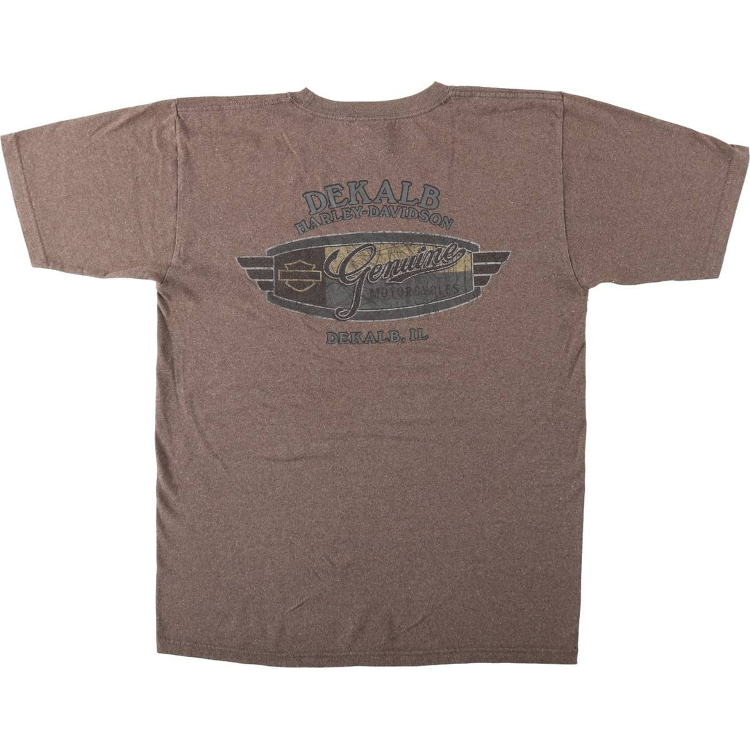 00'S Harley-Davidson Motorcycle Bike T-shirt Made in USA Men's L size cotton brown type Vintage Second Hand