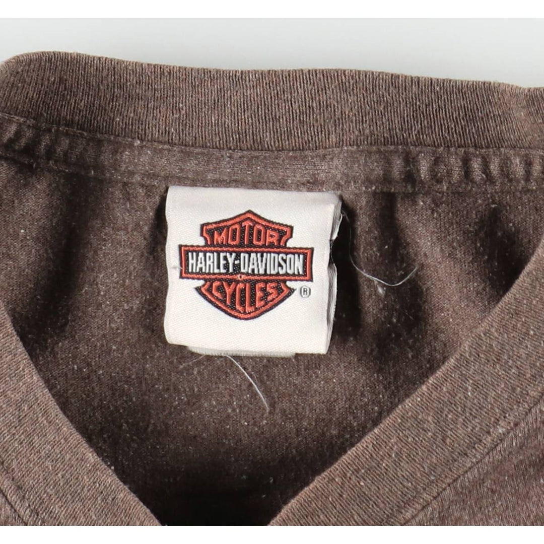 00'S Harley-Davidson Motorcycle Bike T-shirt Made in USA Men's L size cotton brown type Vintage Second Hand
