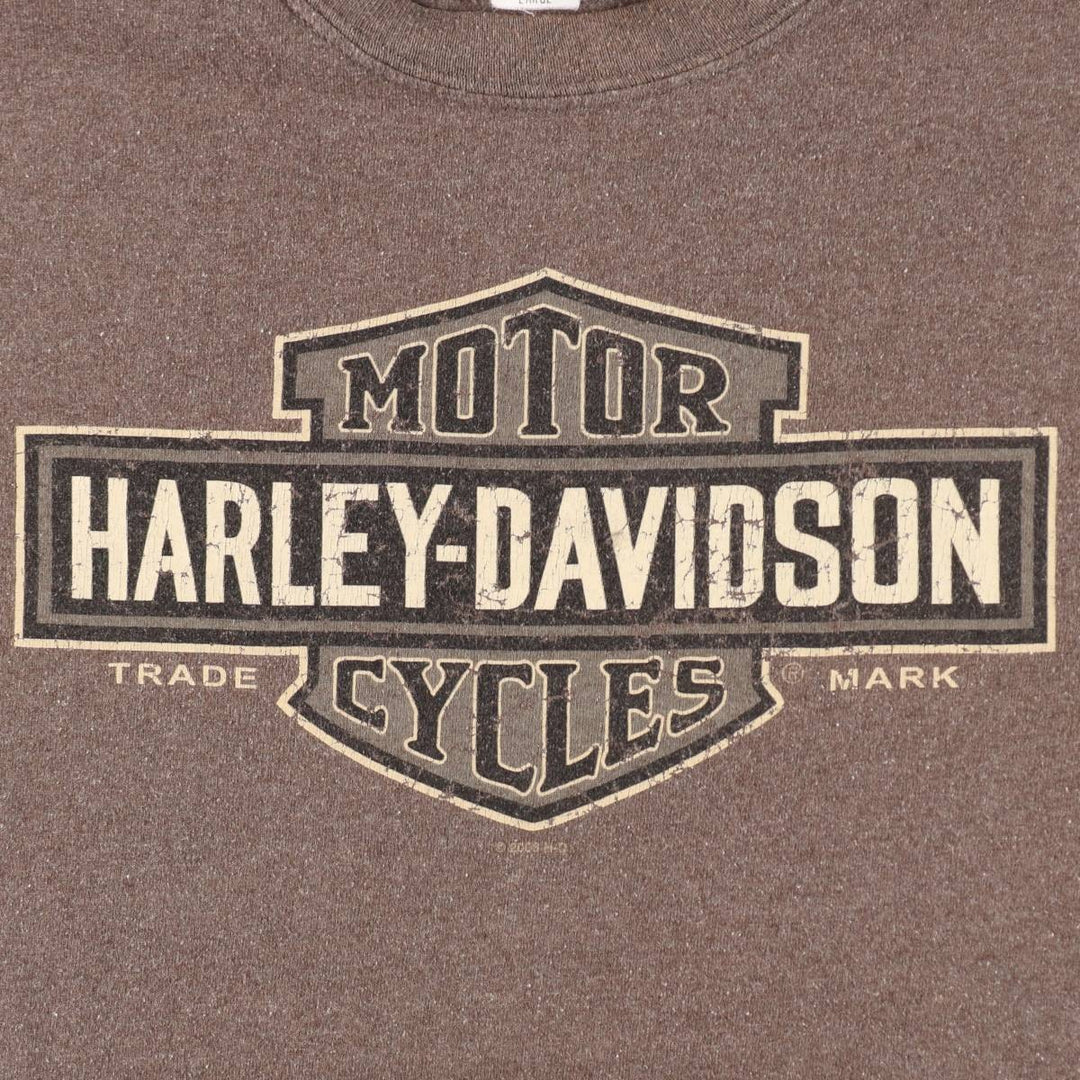 00'S Harley-Davidson Motorcycle Bike T-shirt Made in USA Men's L size cotton brown type Vintage Second Hand