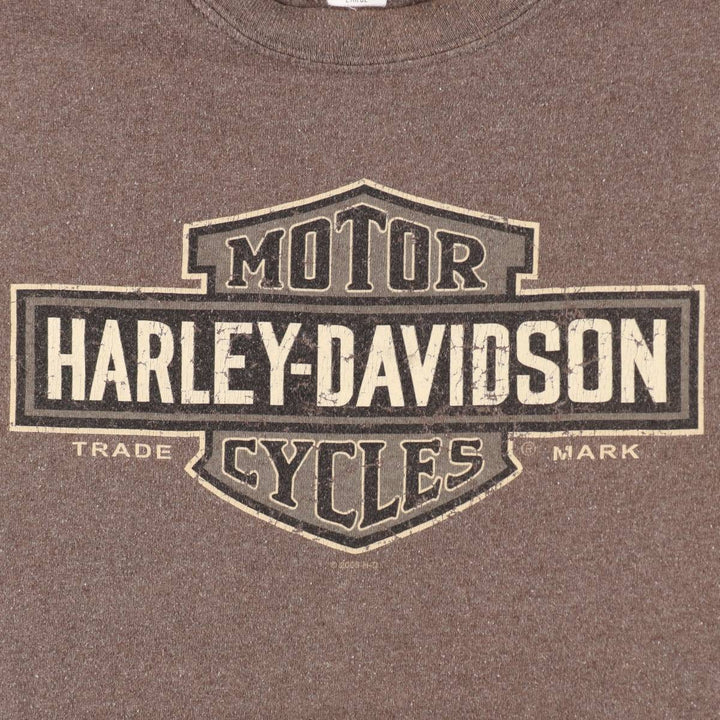 00'S Harley-Davidson Motorcycle Bike T-shirt Made in USA Men's L size cotton brown type Vintage Second Hand