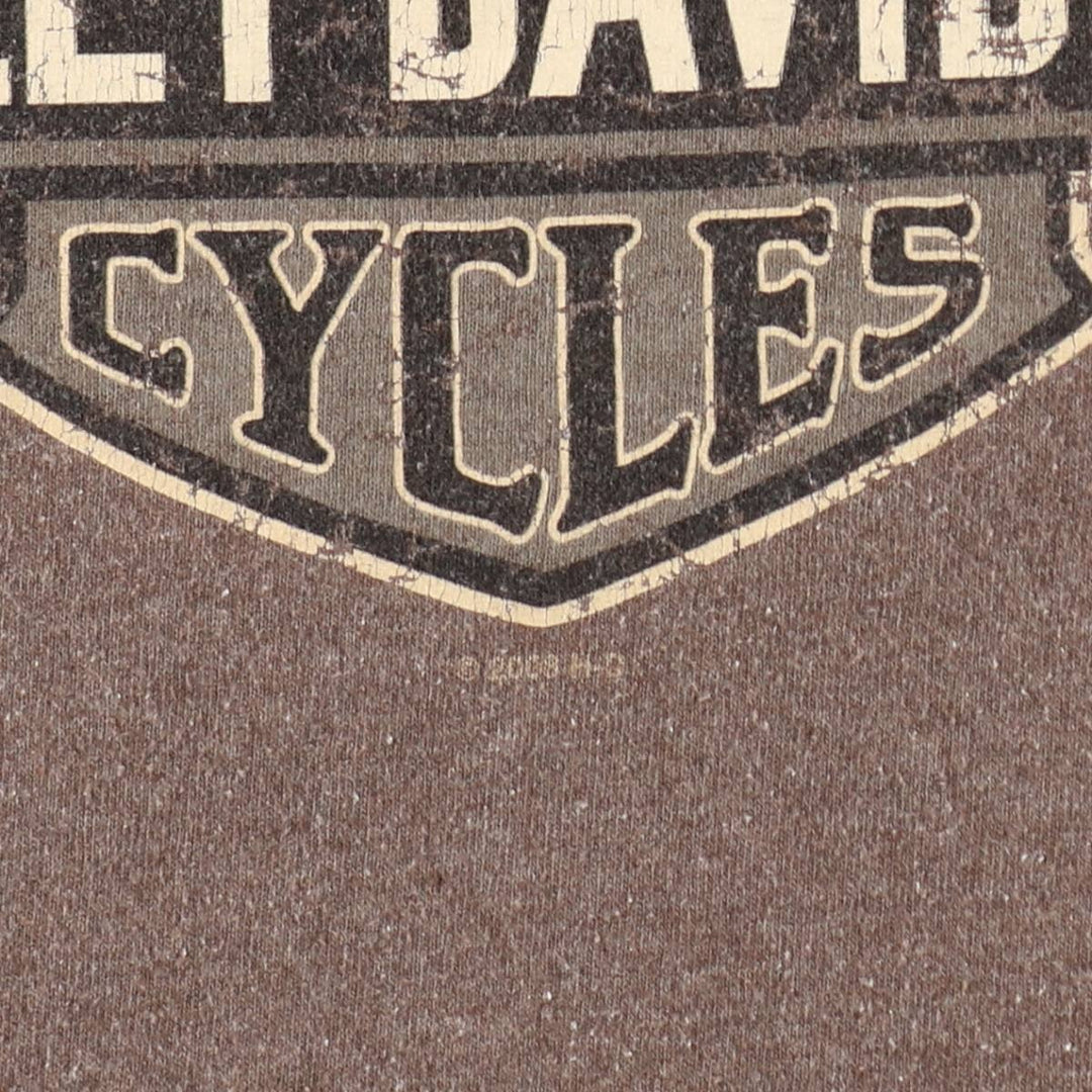 00'S Harley-Davidson Motorcycle Bike T-shirt Made in USA Men's L size cotton brown type Vintage Second Hand