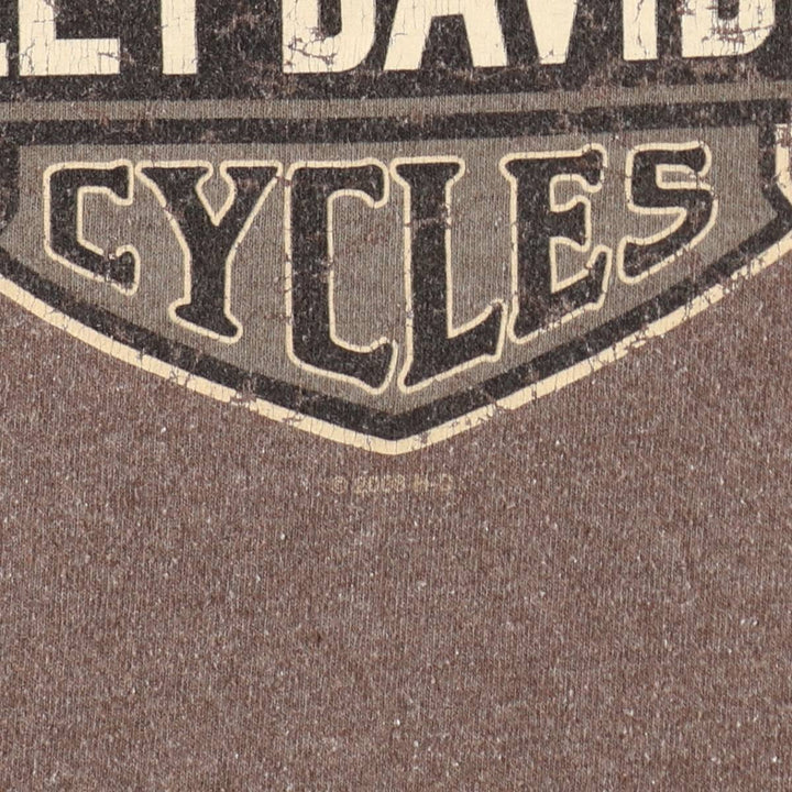 00'S Harley-Davidson Motorcycle Bike T-shirt Made in USA Men's L size cotton brown type Vintage Second Hand